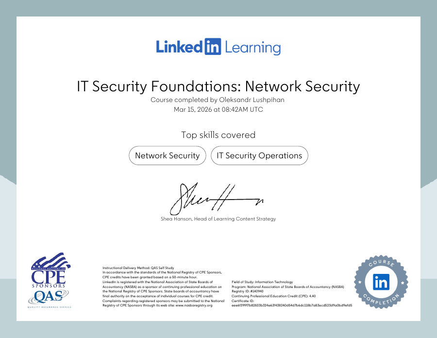 IT Security Foundations Network Security (3) certificate preview